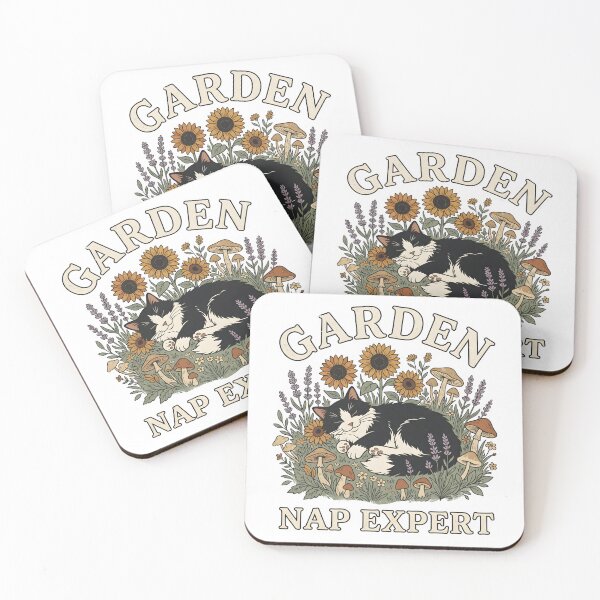 Item preview, Garden Nap Expert - Vintage Cottagecore Sleeping Tuxedo Cat designed and sold by The Grumpy Pet Club.
