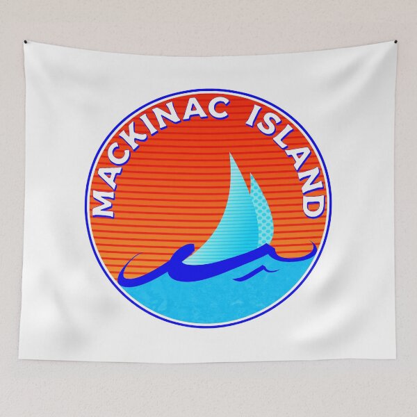 Item preview, MACKINAC ISLAND MICHIGAN BRIDGE LAKE HURON GREAT LAKES SAILBOAT  designed and sold by DESTINATIONS DECAL.