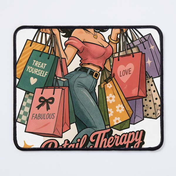 Item preview, A cartoon woman enjoying retail therapy on transparent background designed and sold by Creative88Art.