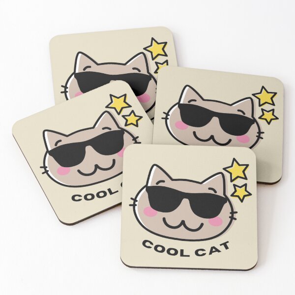 Item preview, Cool Cat Stickers Prints Posters Wall Art Magnet Home Coffee Cup Decoration TShirt Stationary Notebook Magnet Hat Kitchen Work School Office Redbubble Shop designed and sold by Saritas Boutique Shop.