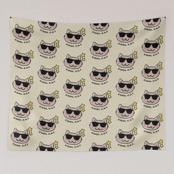 Item preview, Cool Cat Stickers Prints Posters Wall Art Magnet Home Coffee Cup Decoration TShirt Stationary Notebook Magnet Hat Kitchen Work School Office Redbubble Shop designed and sold by Saritas Boutique Shop.