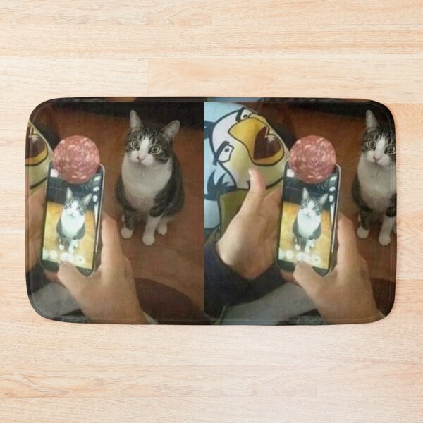 Item preview, Cat looks at phone with picture of itself meme designed and sold by AnimeHentaiArt.