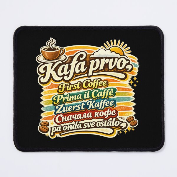 Item preview, Multilingual retro coffee design CoffeeFirst designed and sold by MKShopZurich.