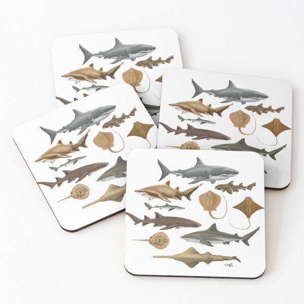 Item preview, Sharks And Rays - white background designed and sold by ChristinaSeas.