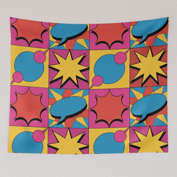 Item preview, Pop Art Comic Seamless Pattern – POW! Stars & Speech Bubbles designed and sold by Midnight Veil Designs.