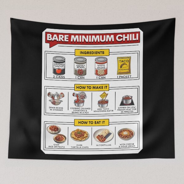 Item preview, Bare Minimum Chili Recipe- Minimalist Kitchen Art designed and sold by SHELOPS.