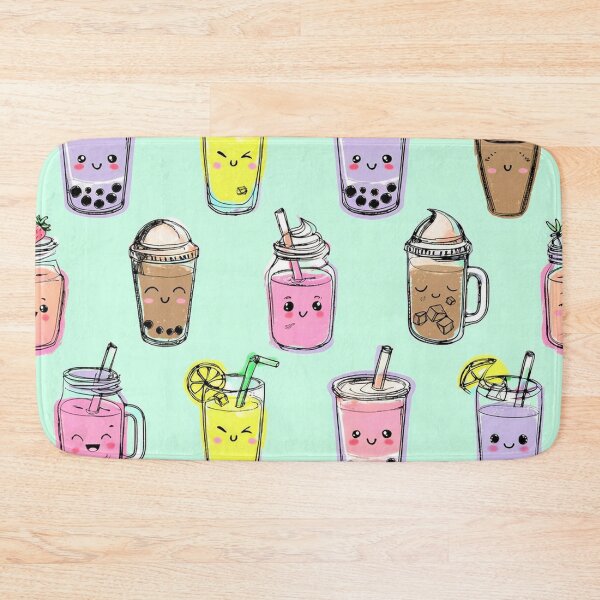 Item preview, Kawaii Drink Pattern – Cute Iced Coffee, Smoothies & Boba Doodles designed and sold by skysshobu.