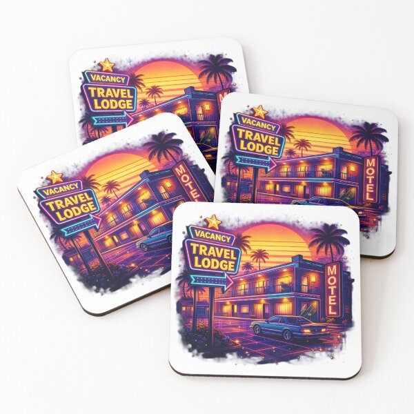 Item preview, 80s Neon Motel Sunset – Retro Travel Lodge Vaporwave Synthwave Art designed and sold by All I Need Designs.