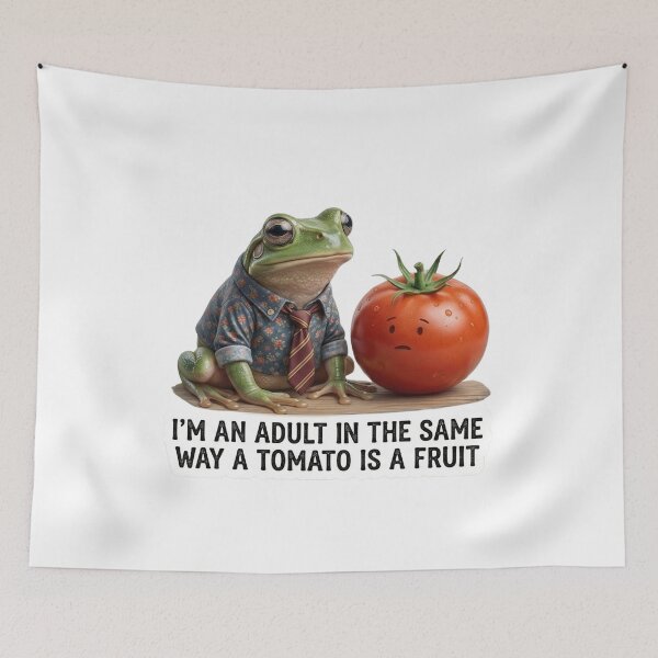 Item preview, Funny Adulting Humor - Tomato Is A Fruit Relatable Frog Meme designed and sold by Arts Paradise.