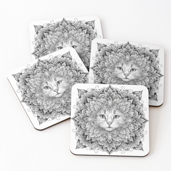 Item preview, Ilustración de gato mandala boho | Arte tribal floral de gatos | Diseño animal étnico vintage designed and sold by Anime9122.