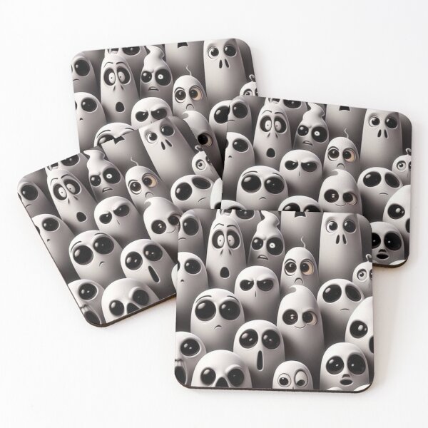 Item preview, Minimalist Ghost Emoji Collage - 3D Cartoon Spirit Patterns designed and sold by UrbanCanvas 111.