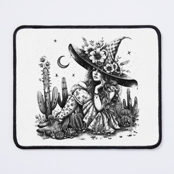 Item preview, Desert Witch Black and White Floral Gothic Western Design designed and sold by inkoutninja.