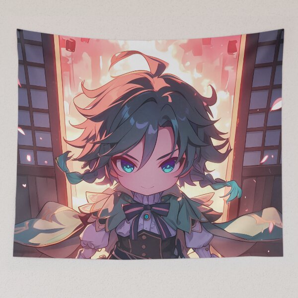 Item preview, Venti Genshin Impact Chibi Green Hair Wind Sakura designed and sold by TanglenRabbit.
