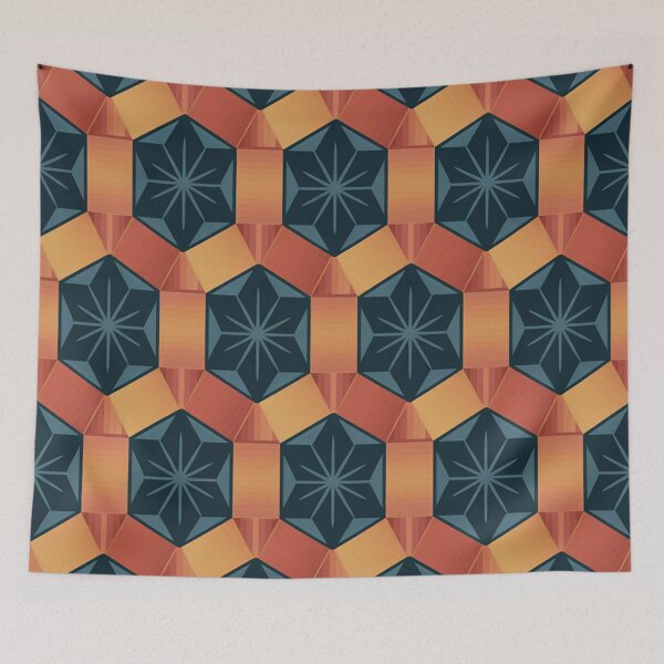 Item preview, Geometric Star Seamless Pattern – Teal & Terracotta designed and sold by Midnight Veil Designs.