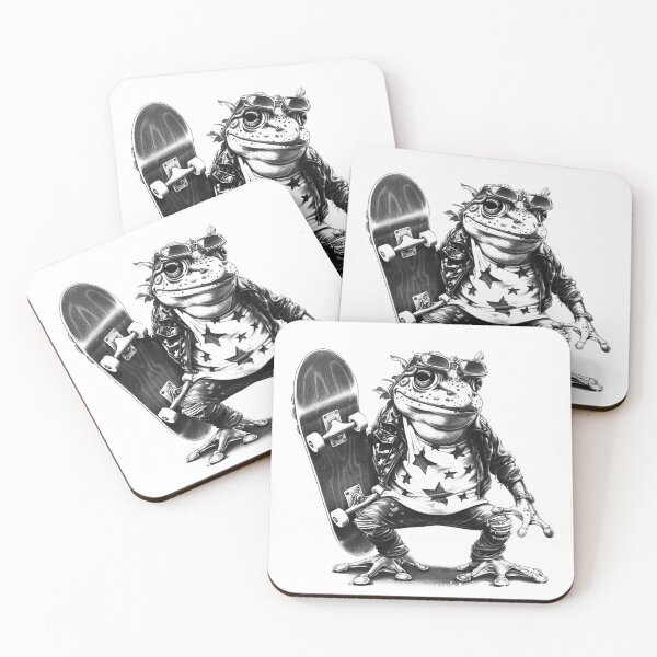 Item preview, Skateboarding Frog Black and White Streetwear Tattoo Style Design designed and sold by inkoutninja.