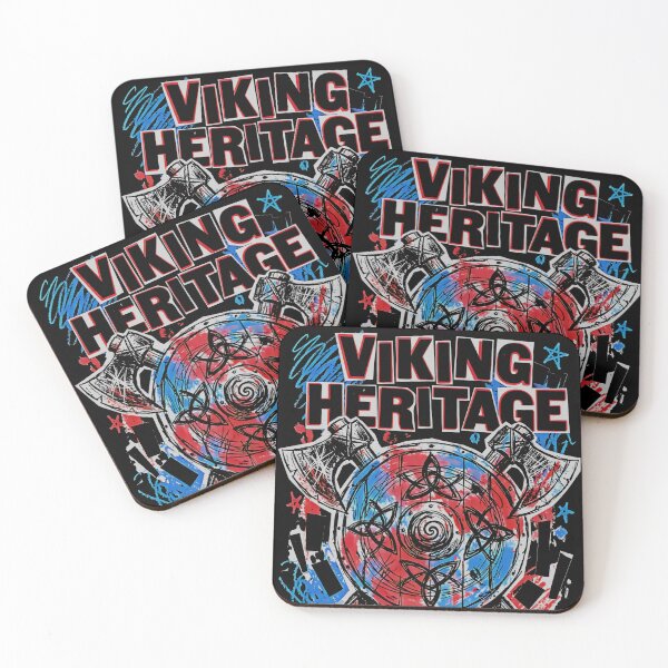 Item preview, Viking Heritage Axes Shield Runes Red Blue Graffiti designed and sold by graphixpolash.