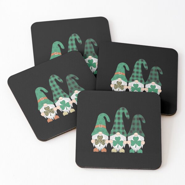 Item preview, Three Gnomes Holding Shamrock Plaid Leopard St Patrick's Day designed and sold by RonnasJackson.