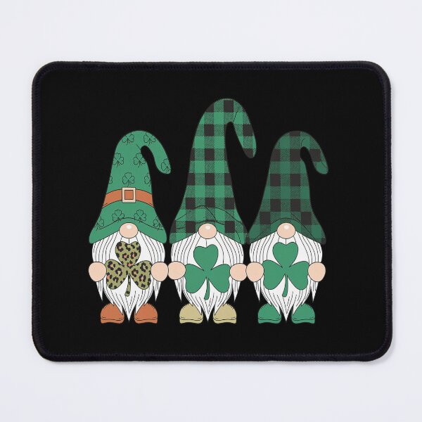 Item preview, Three Gnomes Holding Shamrock Plaid Leopard St Patrick's Day designed and sold by RonnasJackson.