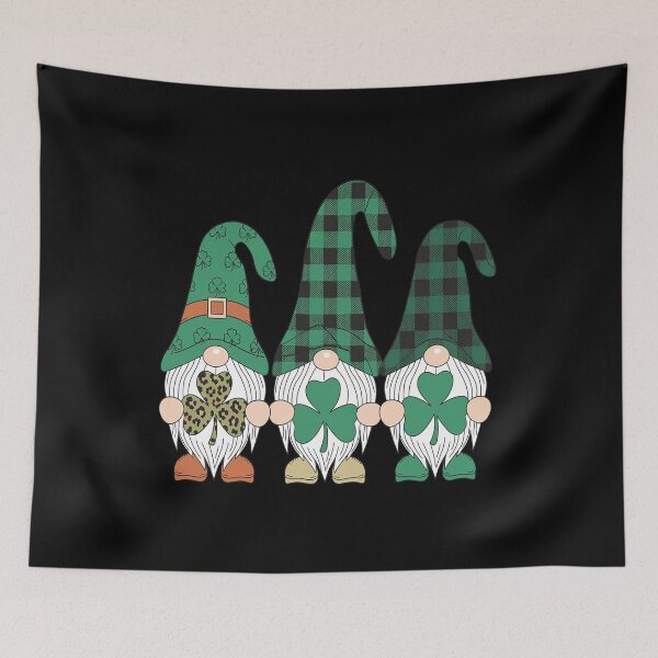 Item preview, Three Gnomes Holding Shamrock Plaid Leopard St Patrick's Day designed and sold by RonnasJackson.