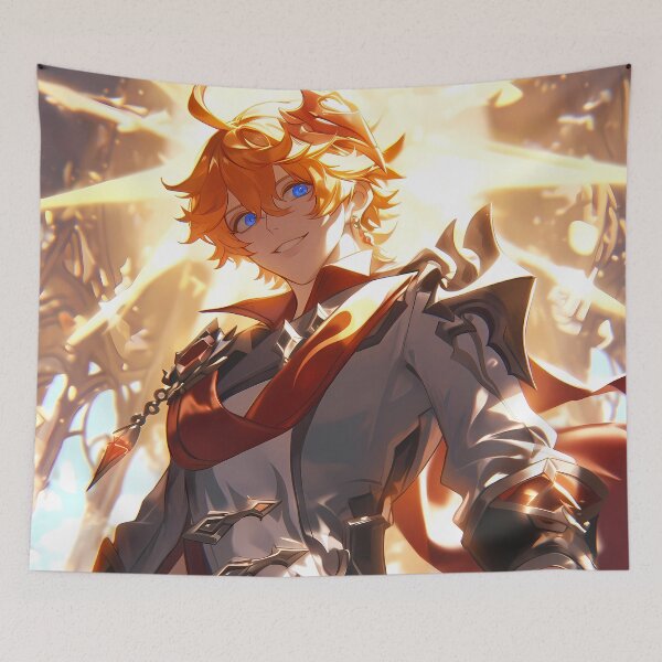 Item preview, Tartaglia Childe Genshin Impact Anime Boy Orange Hair Golden Glow designed and sold by TanglenRabbit.