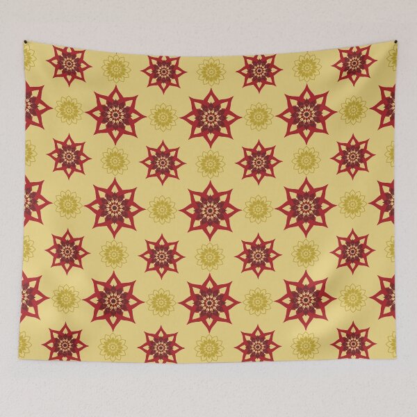 Item preview, Red Star Floral Geometric Seamless Pattern designed and sold by PowerAntShop.