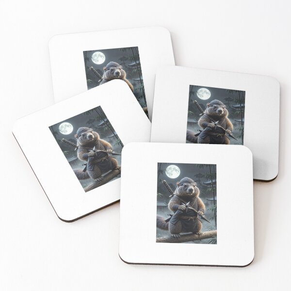 Item preview, Ninja Marmot - Stealthy Samurai Squirrel on Moonlit Branch designed and sold by AnotherMarmot.