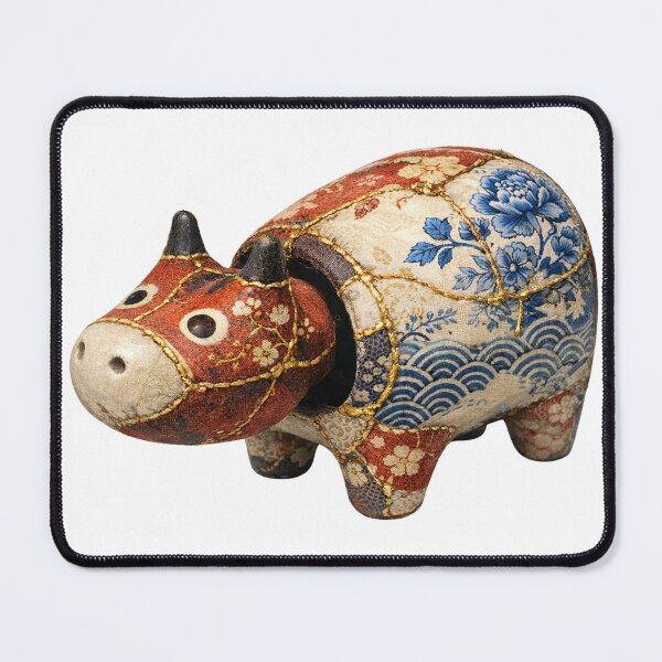 Item preview, Vintage Akabeko: The East-West Collage Guardian - アンティークコラージュ赤べこ designed and sold by NYAO-YUUKI.