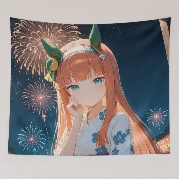 Item preview, Silence Suzuka Yukata Fireworks Anime Girl Uma Musume Pretty Derby designed and sold by Spraykart.
