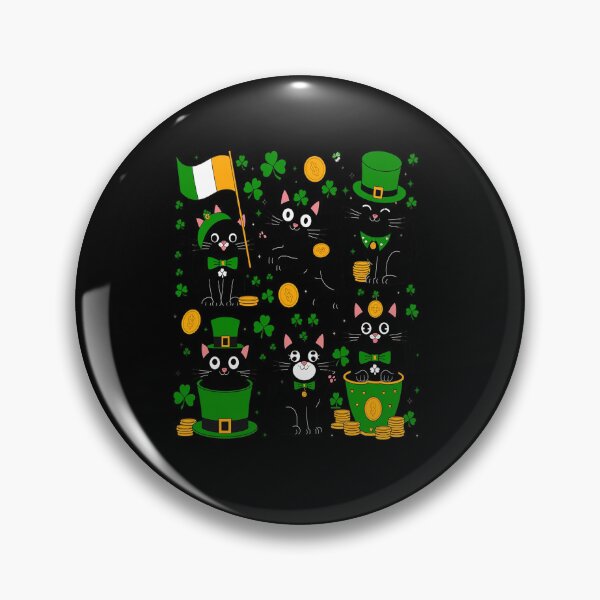Item preview, St Patricks Day Black Cat With Shamrock Irish  designed and sold by RonnasJackson.