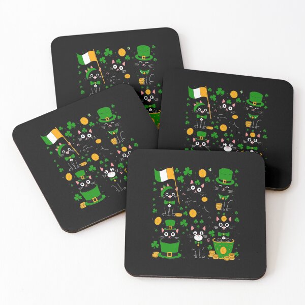 Item preview, St Patricks Day Black Cat With Shamrock Irish  designed and sold by RonnasJackson.