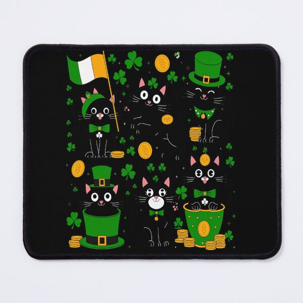 Item preview, St Patricks Day Black Cat With Shamrock Irish designed and sold by RonnasJackson.