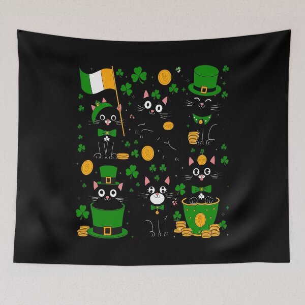 Item preview, St Patricks Day Black Cat With Shamrock Irish  designed and sold by RonnasJackson.