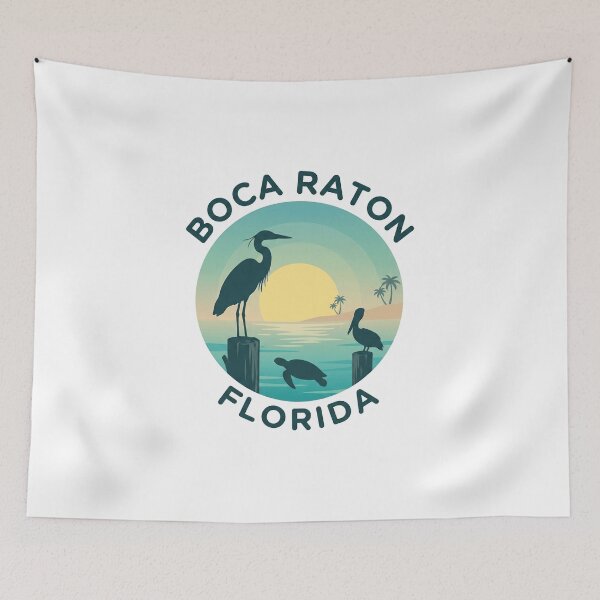 Item preview, Boca Raton Florida Heron And Pelican Retro Coastal Souvenir designed and sold by RobertLeibowitz.