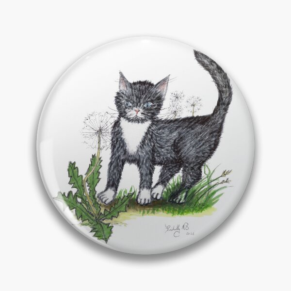 Item preview, Tuxedo Cat and Dandelions designed and sold by InitiallyNO.