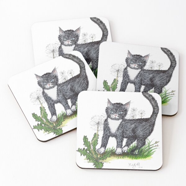 Item preview, Tuxedo Cat and Dandelions designed and sold by InitiallyNO.