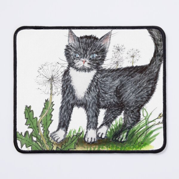 Item preview, Tuxedo Cat and Dandelions designed and sold by InitiallyNO.