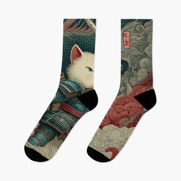 Item preview, Samurai Cat vs Dragon Wall Art | Japanese Art Print | Anime Style Cat Poster | Unique Fantasy Animal Artwork | Printable Download designed and sold by De Aqui y de Alla Studio.