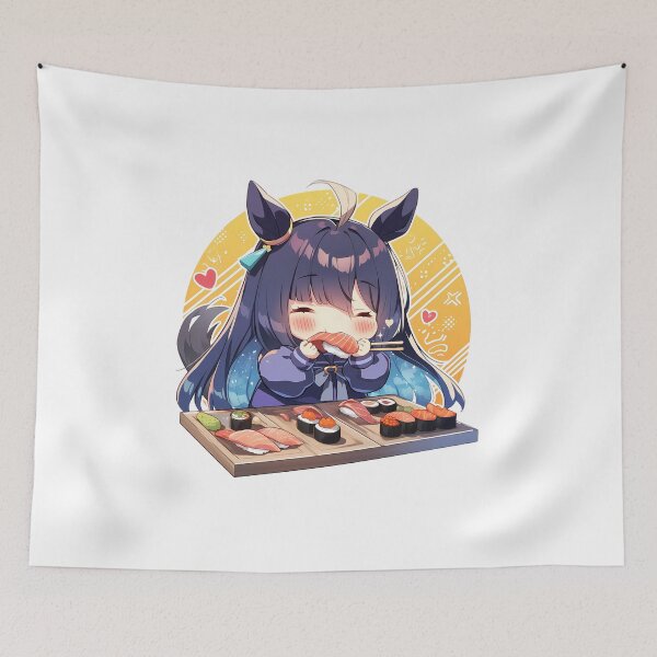 Aperçu de l'œuvre Manhattan Cafe Uma Musume Pretty Derby Kawaii Sushi Love créée et vendue par Spraykart.