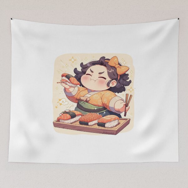 Item preview, Xingqiu Genshin Impact Chibi Sushi Table Vibes designed and sold by Spraykart.