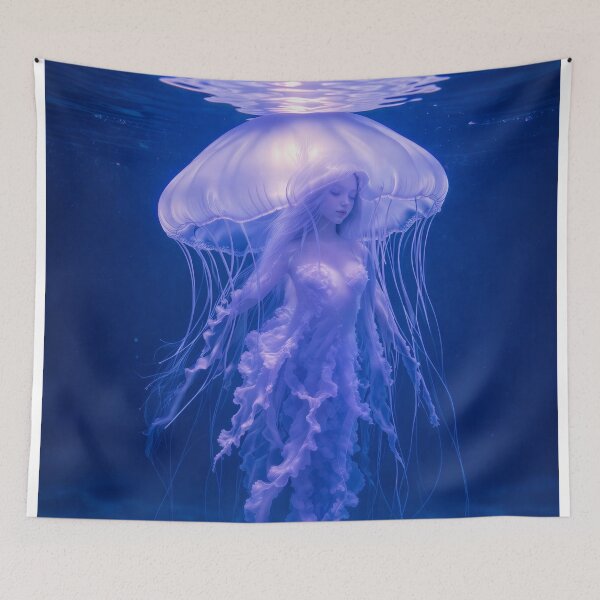Item preview, Bioluminescent Jellyfish Goddess – Ethereal Ocean Fantasy Art designed and sold by Zee's Whimsical Wonders.