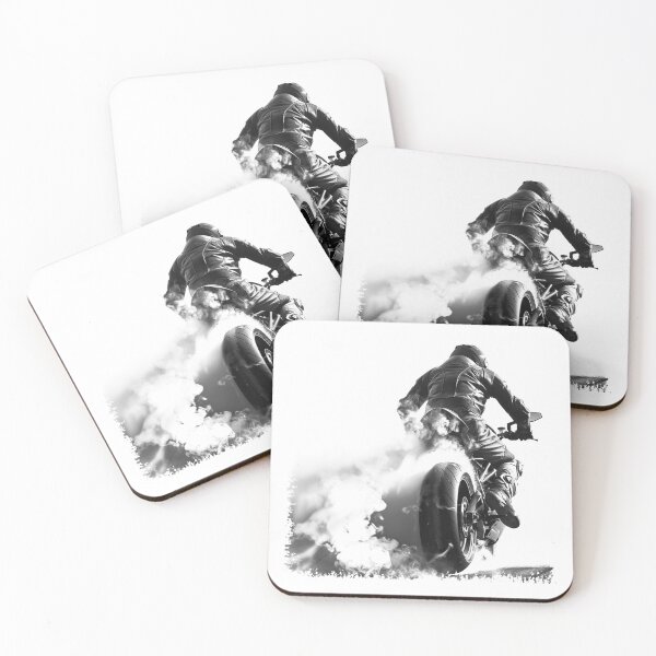 Item preview, Motorcycle Burnout Black and White Biker Street Racing Design designed and sold by inkoutninja.