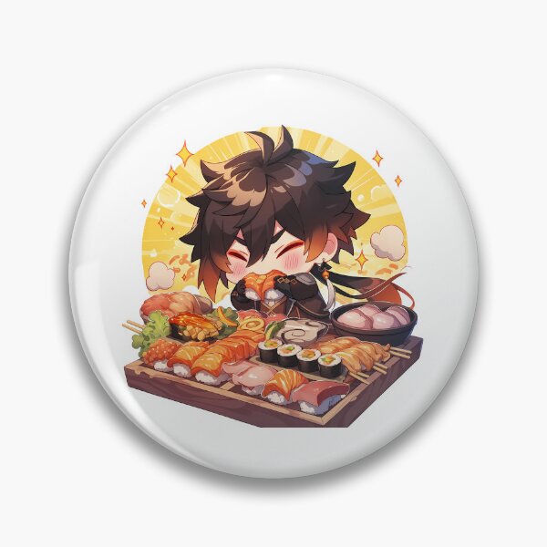 Item preview, Zhongli Genshin Impact Chibi Sushi Feast Kawaii designed and sold by Spraykart.