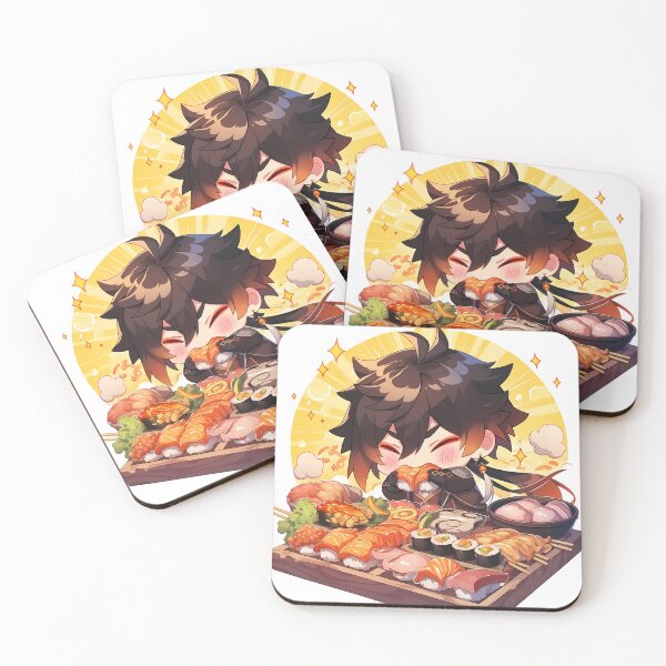 Item preview, Zhongli Genshin Impact Chibi Sushi Feast Kawaii designed and sold by Spraykart.