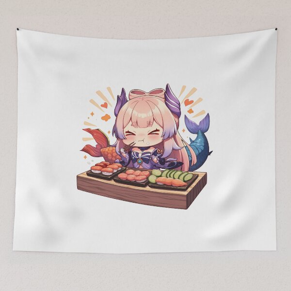 Item preview, Sangonomiya Kokomi Genshin Impact Chibi Sushi Mermaid Kawaii designed and sold by Spraykart.