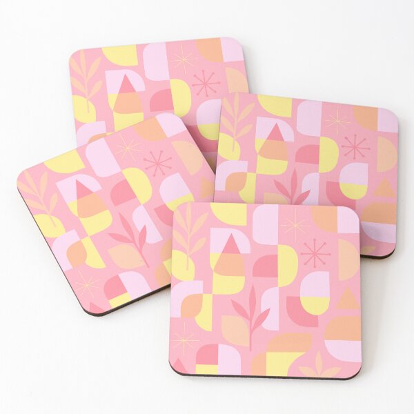 Item preview, Pastel Pink Peach Yellow Abstract Shapes Botanical Pattern designed and sold by Vileprint.