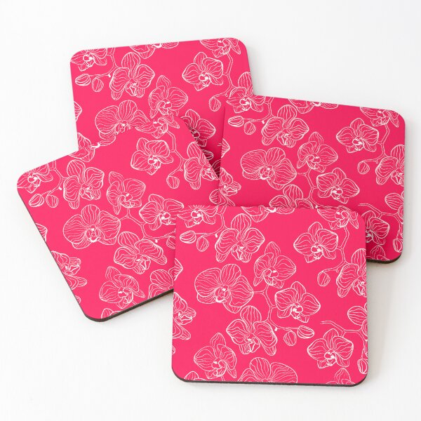 Item preview, Red and white floral orchid pattern designed and sold by fuzzyfox.