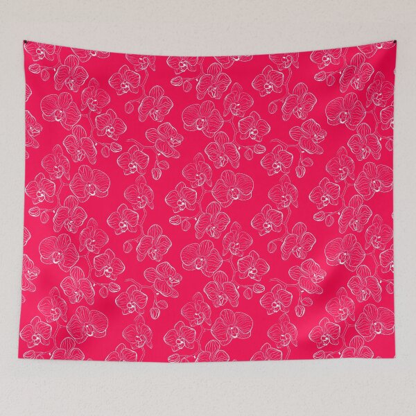 Item preview, Red and white floral orchid pattern designed and sold by fuzzyfox.