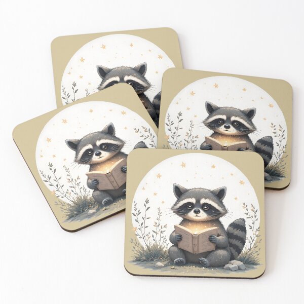 Item preview, Cottagecore Raccoon Reading Book - Whimsical Nature Woodland Animal Bookworm Art designed and sold by Amplify-n-Co.