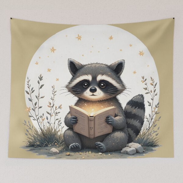 Item preview, Cottagecore Raccoon Reading Book - Whimsical Nature Woodland Animal Bookworm Art designed and sold by Amplify-n-Co.