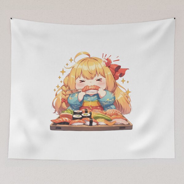 Item preview, Pecorine Princess Connect Redive Chibi Kimono Sushi Nom Time designed and sold by Spraykart.
